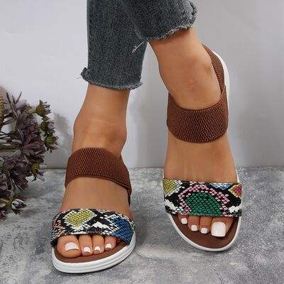 PU Leather Open Toe Low Heel Sandals - Trendsi - Flyclothing LLC