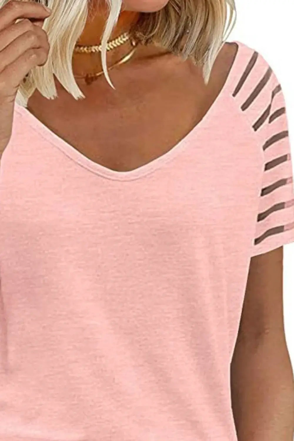 V-Neck Raglan Sleeve Tee - Trendsi - Flyclothing LLC