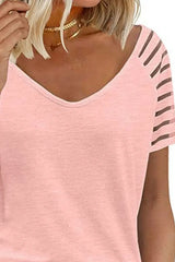 V-Neck Raglan Sleeve Tee - Trendsi - Flyclothing LLC
