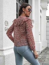 Printed Statement Collar Long Sleeve Blouse - Trendsi - Flyclothing LLC
