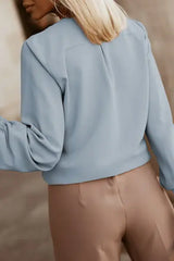 Button Up Round Neck Long Sleeve Shirt - Trendsi - Flyclothing LLC