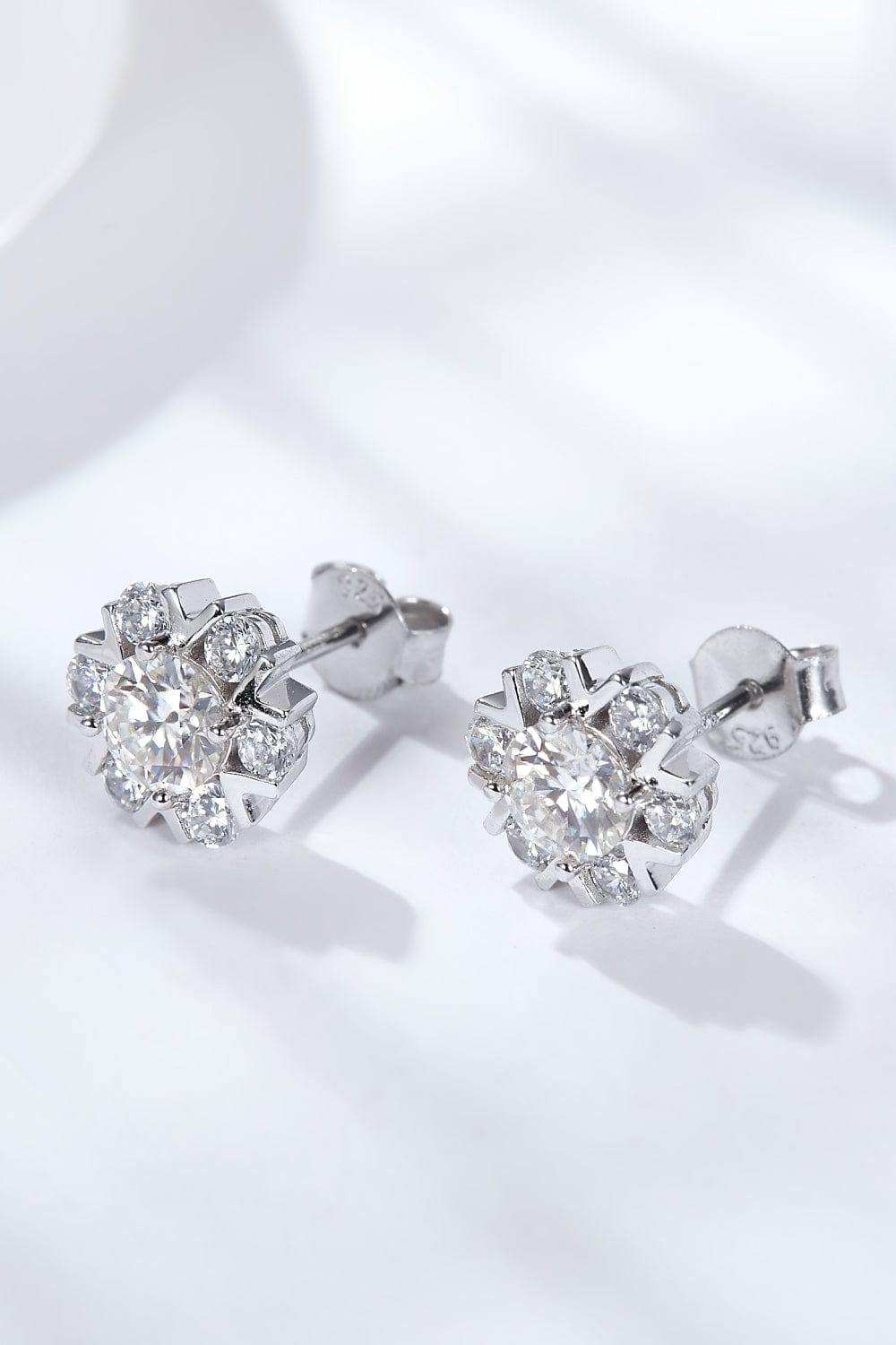 925 Sterling Silver Moissanite Stud Earrings - Trendsi - Flyclothing LLC