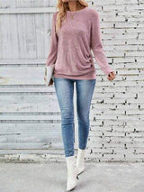 Round Neck Long Sleeve T-Shirt - Trendsi - Flyclothing LLC