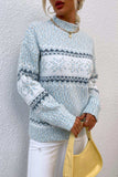 Snowflake Pattern Mock Neck Sweater - Trendsi - Flyclothing LLC