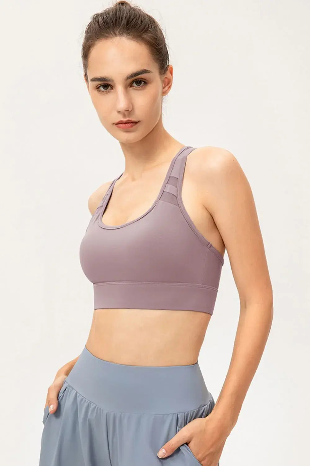 Scoop Neck Long Sports Bra - Trendsi - Flyclothing LLC