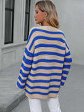 Striped Dropped Shoulder Sweater - Trendsi - Flyclothing LLC