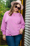 Plus Size Contrast Stitching Long Sleeve T-Shirt - Trendsi - Flyclothing LLC