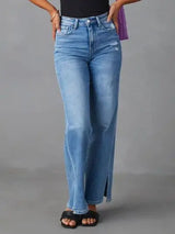 Slit Buttoned Jeans with Pockets - Trendsi - Flyclothing LLC