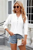 Eyelet Notched Knit Jacquard Top - Trendsi