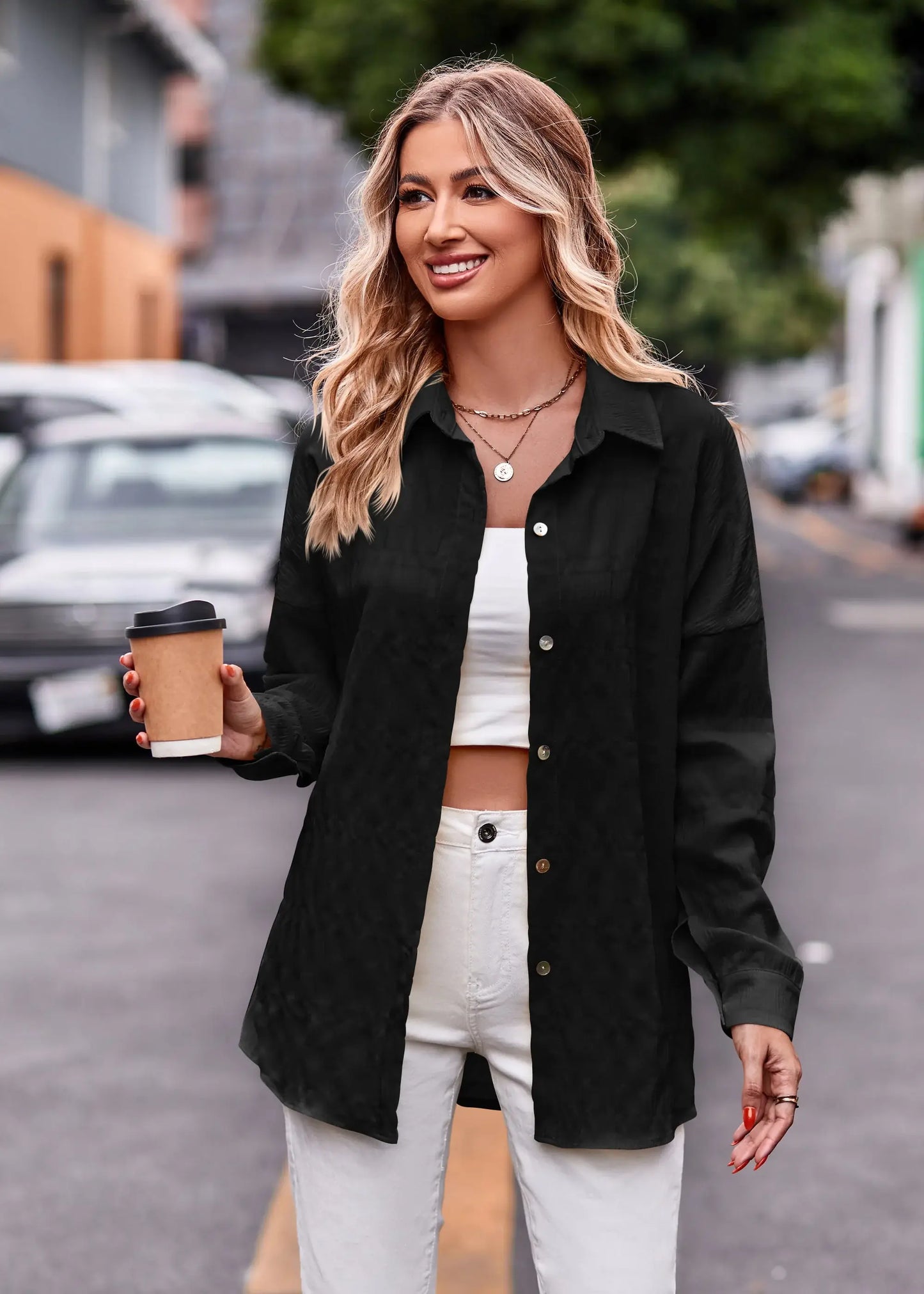 Dropped Shoulder Longline Shirt - Trendsi - Flyclothing LLC