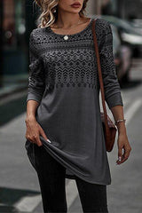 Printed Round Neck Long Sleeve T-Shirt - Trendsi