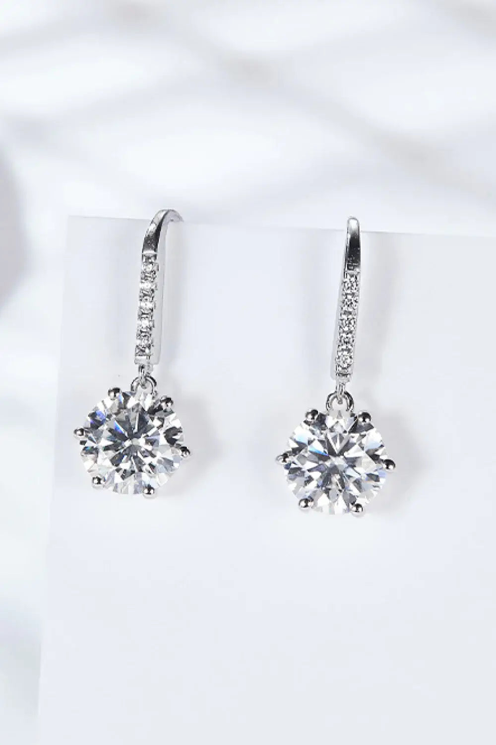 6-Prong Moissanite Drop Earrings - Trendsi - Flyclothing LLC