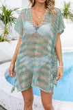 Openwork Slit V-Neck Cover Up - Trendsi - Flyclothing LLC