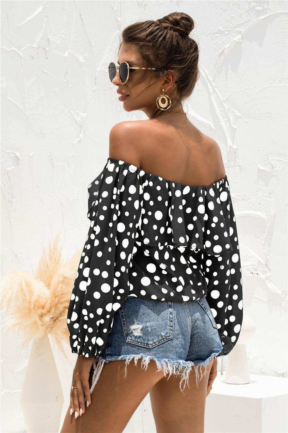 Polka Dot Off-Shoulder Layered Blouse - Trendsi - Flyclothing LLC