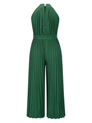 Cutout Tied Pleated Sleeveless Jumpsuit - Trendsi