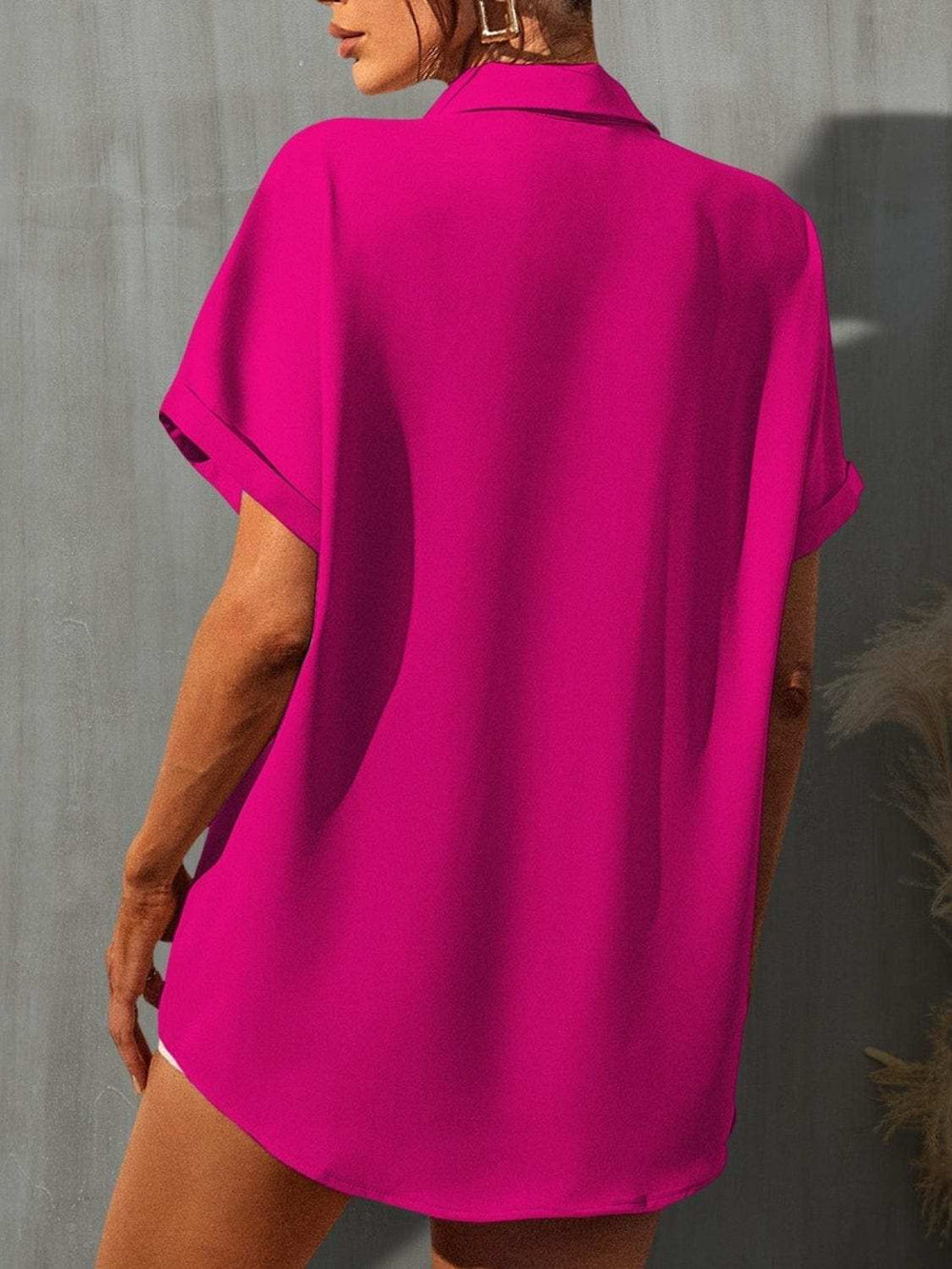 Printed Button Up Short Sleeve Shirt - Trendsi - Flyclothing LLC