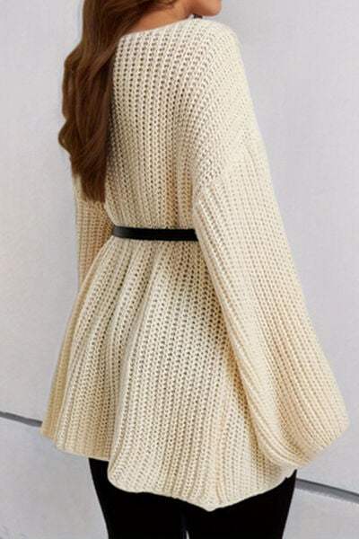 Boat Neck Dropped Shoulder Mini Sweater Dress - Trendsi - Flyclothing LLC