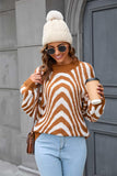 Printed Round Neck Long Sleeve Pullover Sweater - Trendsi