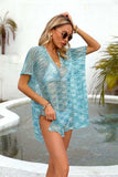 Openwork V-Neck Half Sleeve Cover Up - Trendsi - Flyclothing LLC
