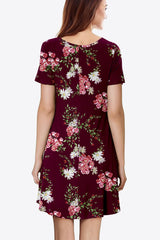 Floral Round Neck Short Sleeve Dress - Trendsi
