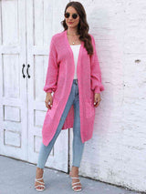 Open Front Longline Cardigan with Pockets - Trendsi - Flyclothing LLC