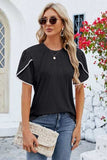 Round Neck Petal Sleeve T-Shirt - Trendsi - Flyclothing LLC
