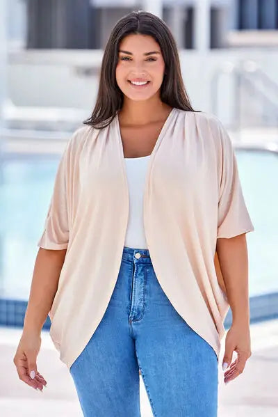 Plus Size Ribbed Cocoon Cover Up - Trendsi - Flyclothing LLC