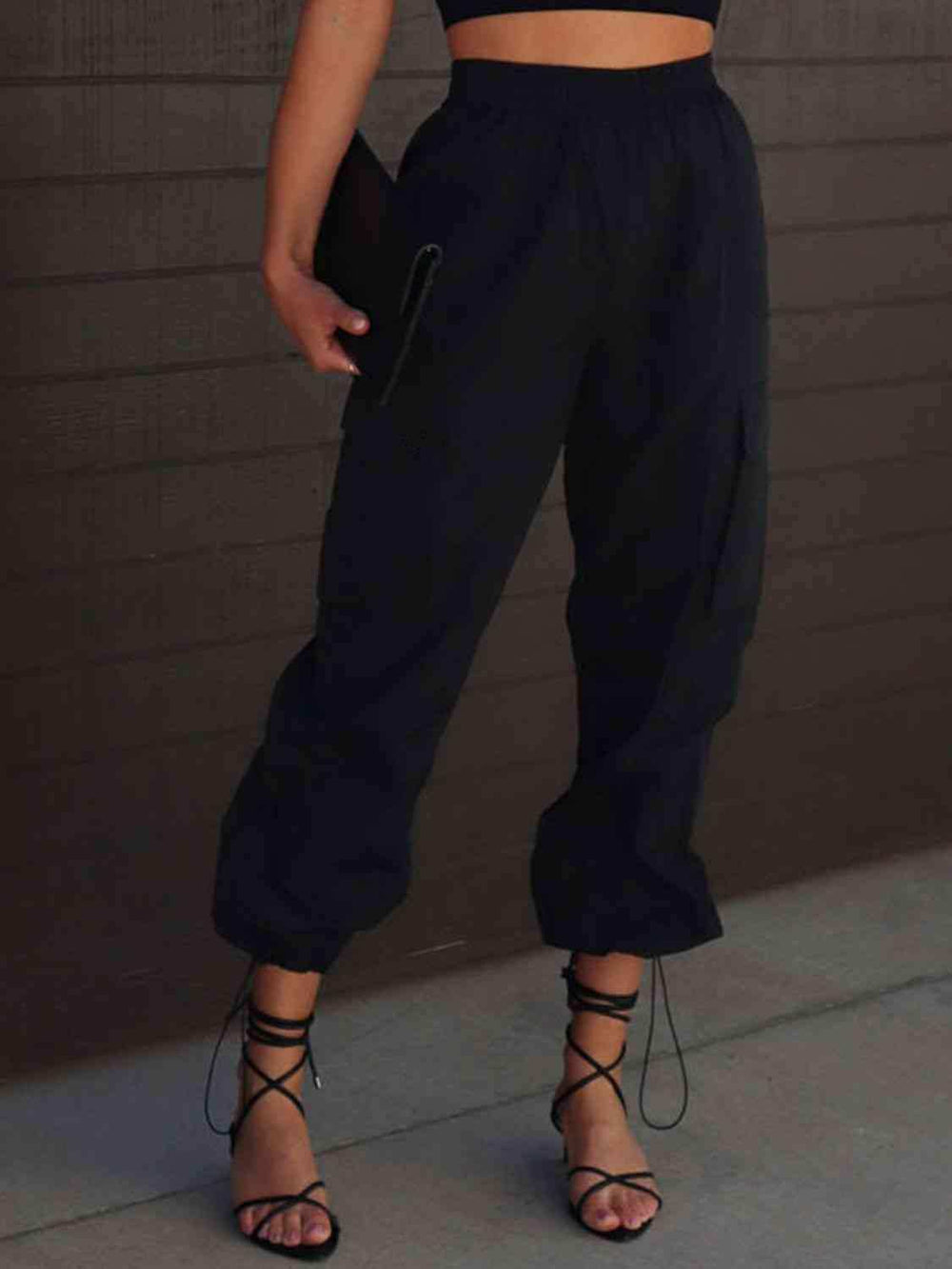 High Waist Drawstring Pants with Pockets - Trendsi - Flyclothing LLC