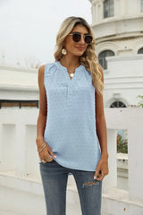 Swiss Dot Notched Neck Tank - Trendsi - Flyclothing LLC