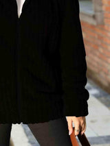 Zip-Up Collared Ribbed Jacket - Trendsi - Flyclothing LLC