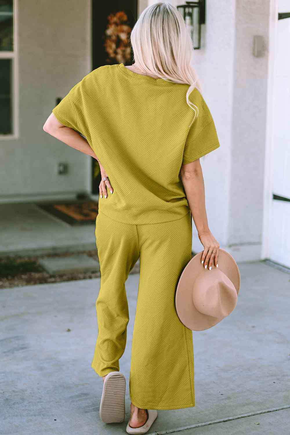 Short Sleeve Top and Pants Set - Trendsi - Flyclothing LLC