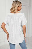 Eyelet Tie Neck Flutter Sleeve Blouse - Trendsi - Flyclothing LLC