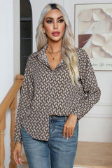 Printed Buttoned Long Sleeve Shirt - Trendsi