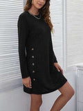 Decorative Button Round Neck Dress - Trendsi - Flyclothing LLC