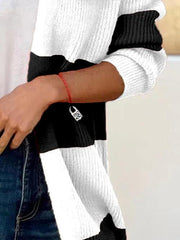 Contrast Open Front Long Sleeve Cardigan - Trendsi