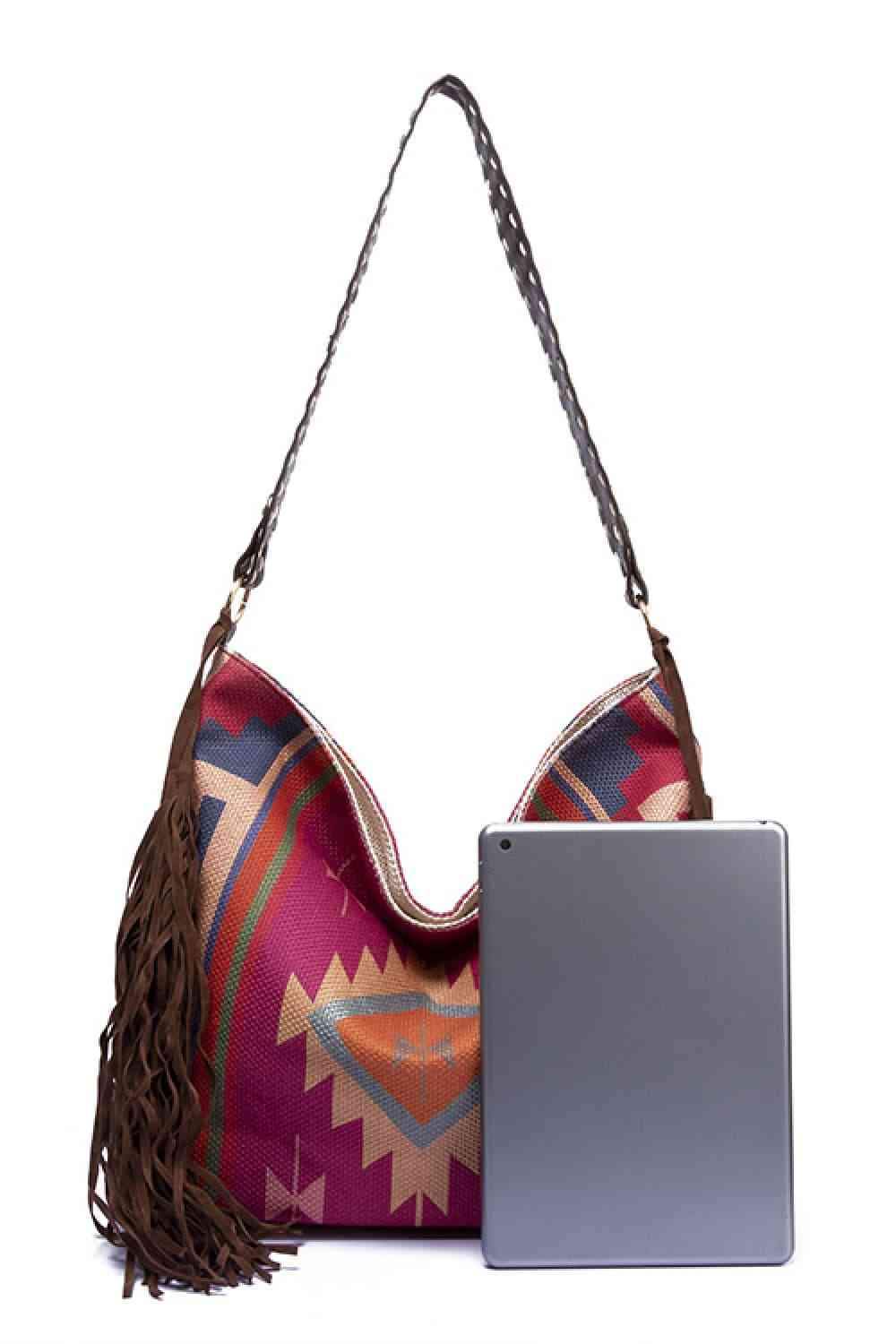 Geometric Canvas Tote Bag - Trendsi - Flyclothing LLC