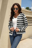 Striped Round Neck Button-Down Dropped Shoulder Cardigan - Trendsi - Flyclothing LLC