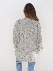 Multicolored Open Front Cardigan - Trendsi