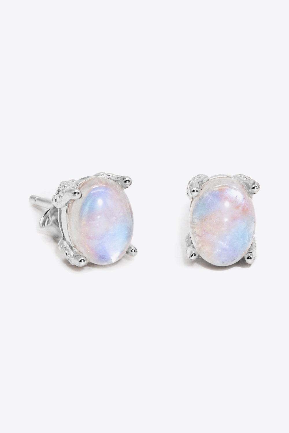 Natural Moonstone 4-Prong Stud Earrings - Trendsi