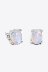 Natural Moonstone 4-Prong Stud Earrings - Trendsi