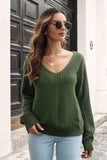 Ribbed Scoop Neck Long Sleeve Pullover Sweater - Trendsi