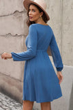 Scoop Neck Empire Waist Long Sleeve Mini Dress - Trendsi