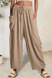 Full Size Pocketed Drawstring Wide Leg Pants - Trendsi - Flyclothing LLC