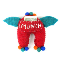 Hand Felted One-Eyed Red Tooth Monster with Wings - Global Groove - Global Groove