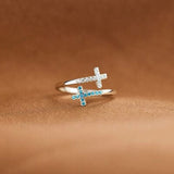 Zircon 925 Sterling Silver Double Cross Bypass Ring - Flyclothing LLC