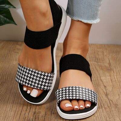PU Leather Open Toe Low Heel Sandals - Trendsi - Flyclothing LLC