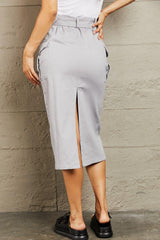 HYFVE Professional Poise Buckled Midi Skirt - Trendsi