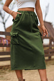 Drawstring Waist Slit Denim Skirt - Trendsi - Flyclothing LLC