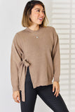Slit Tied Dropped Shoulder Sweater - Trendsi