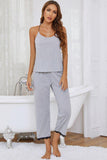 Halter Neck Cami and Lace Trim Pajama Set - Trendsi